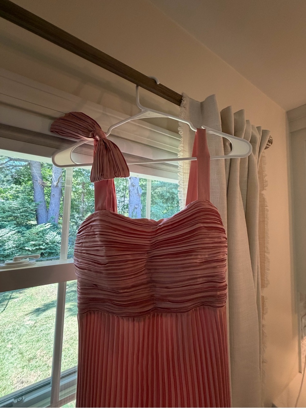 Lulu's Dusty Rose Pleated Tie-Shoulder Chemise